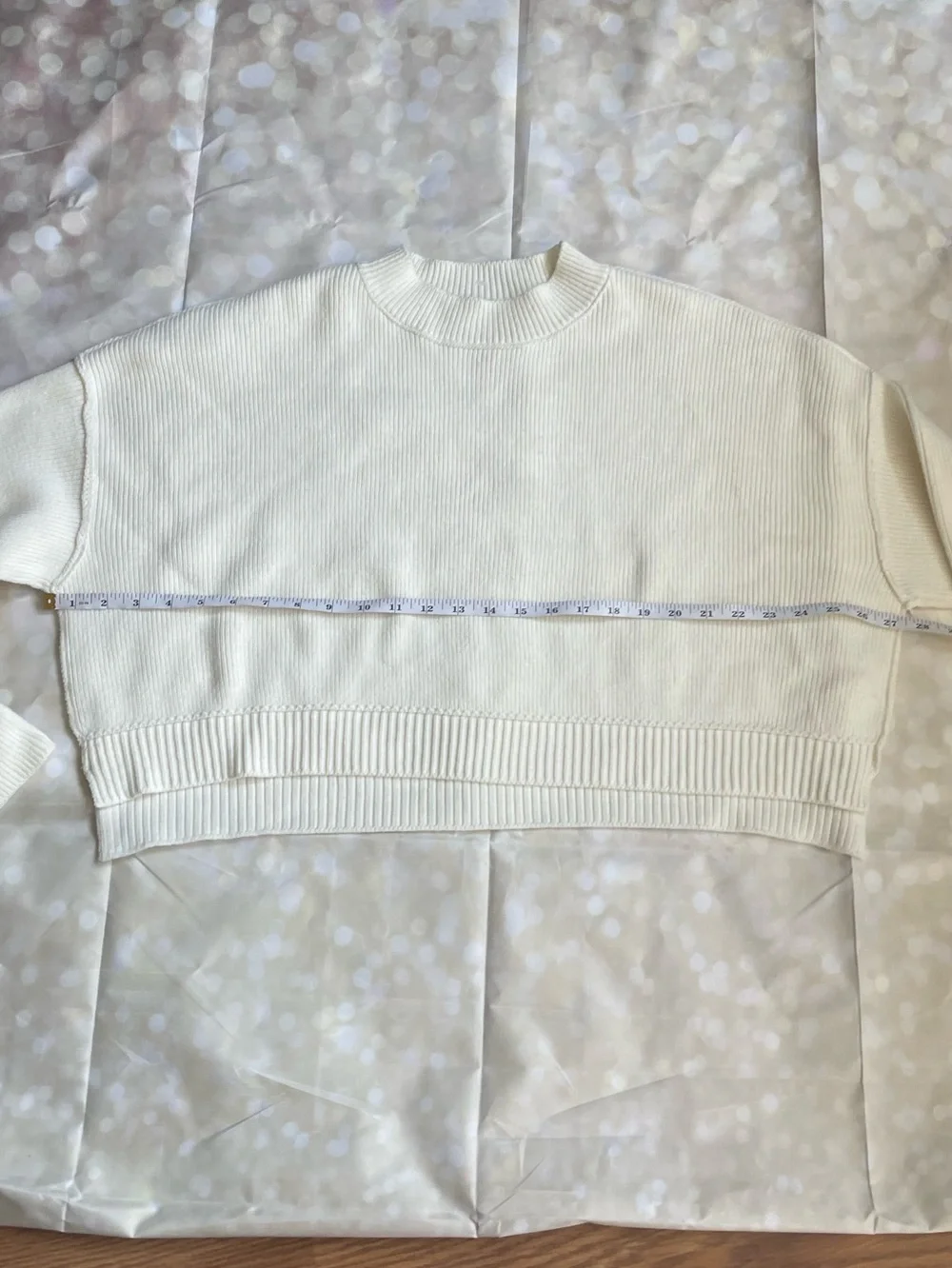 Free People Cream Boxy Cropped Knit Sweater Women's Size S